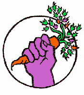 Food Not Bombs logo: clenched fist with carrot